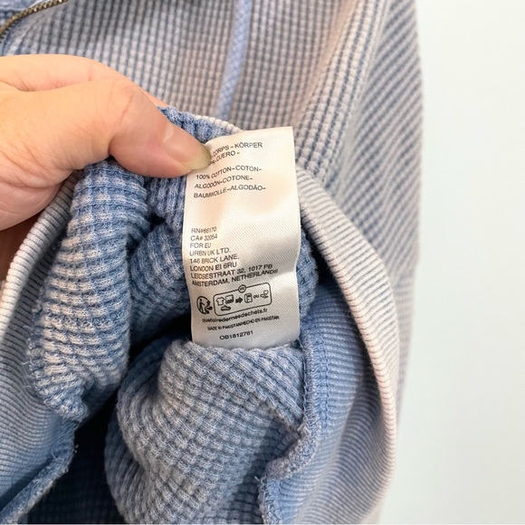 Urban Outfitters BDG Blue Leah Waffle Cropped Knit Hoodie Zip Sweatshirt Large - Picture 6 of 7